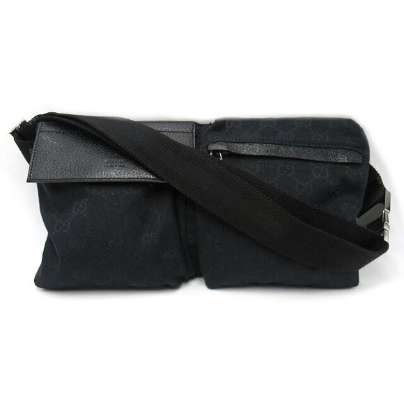 Gucci Black Canvas Waist Bag Body GG - Picture 2 of 6
